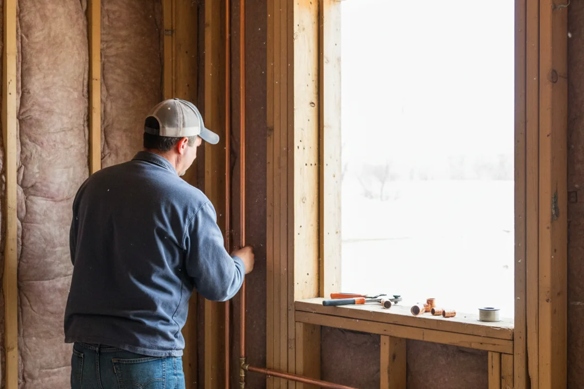 Licensed plumber running new copper supply lines in a Meeker home